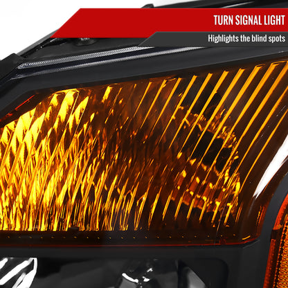 2004-2015 Nissan Titan/ 2004-2007 Armada Factory Style Headlights w/ Amber Reflectors (Matte Black Housing/Clear Lens)