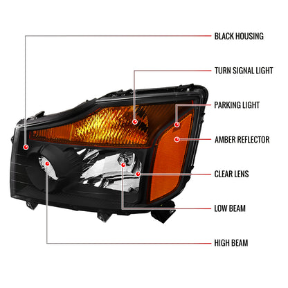 2004-2015 Nissan Titan/ 2004-2007 Armada Factory Style Headlights w/ Amber Reflectors (Matte Black Housing/Clear Lens)