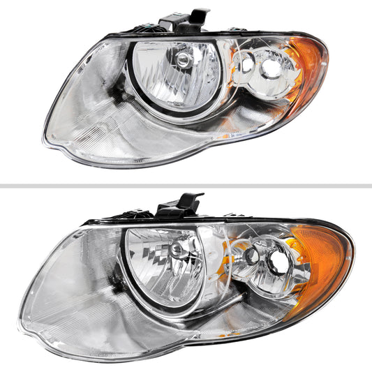 2005-2007 Chrysler Town & Country Factory Style Replacement Headlights (Chrome Housing/Clear Lens)