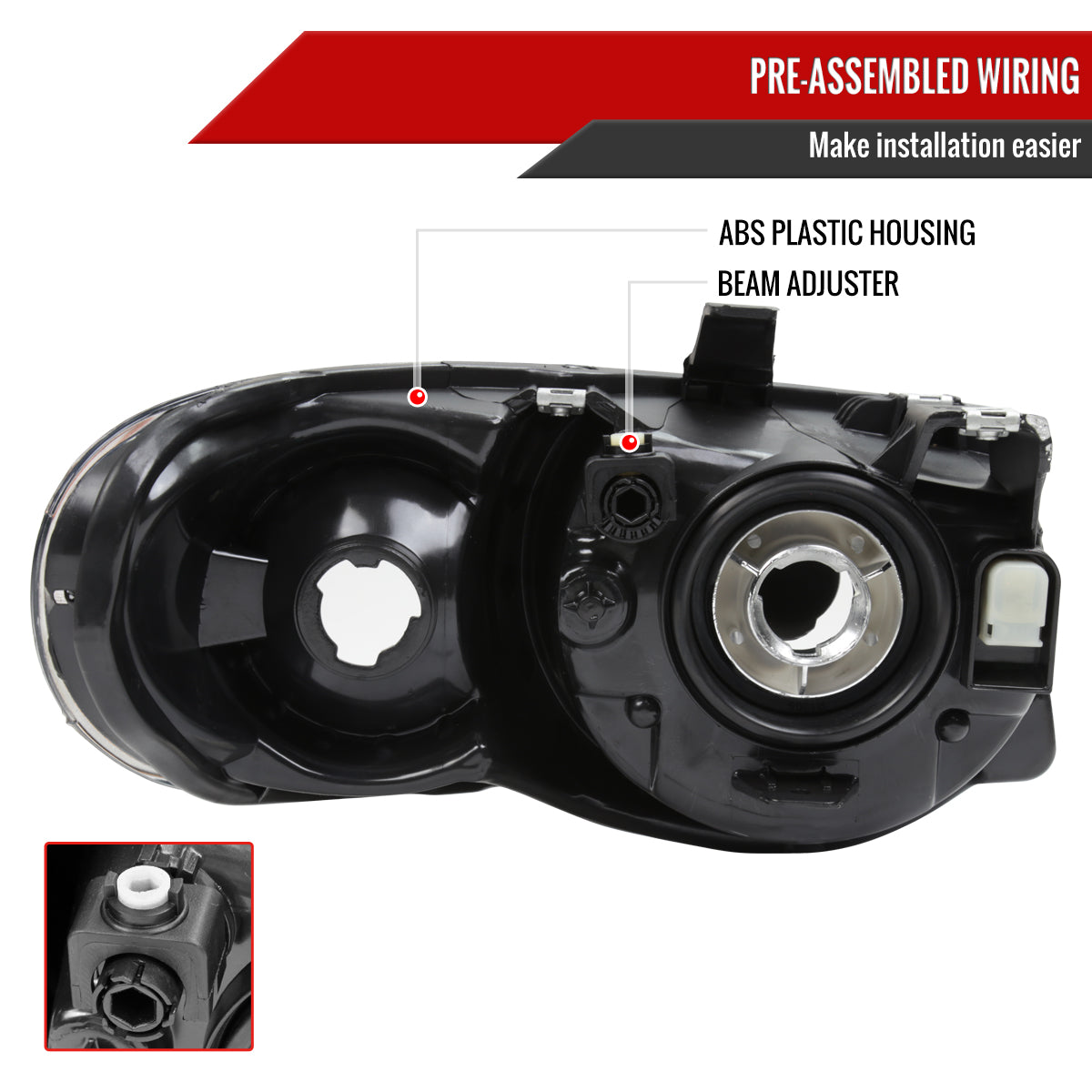 2005-2007 Chrysler Town & Country Factory Style Replacement Headlights (Chrome Housing/Clear Lens)