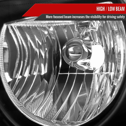 2005-2007 Chrysler Town & Country Factory Style Replacement Headlights (Matte Black Housing/Clear Lens)