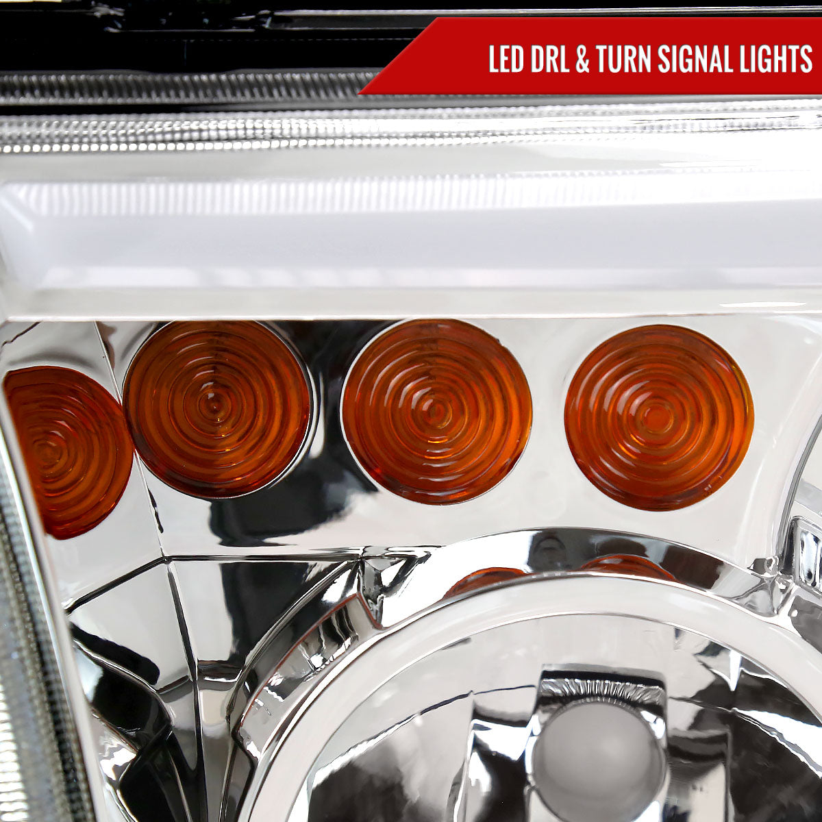 2007-2013 Toyota Tundra/2008-2017 Sequoia Headlights LED Tube Factory Style Headlights with LED Turn Signal (Chrome Housing/Clear Lens)