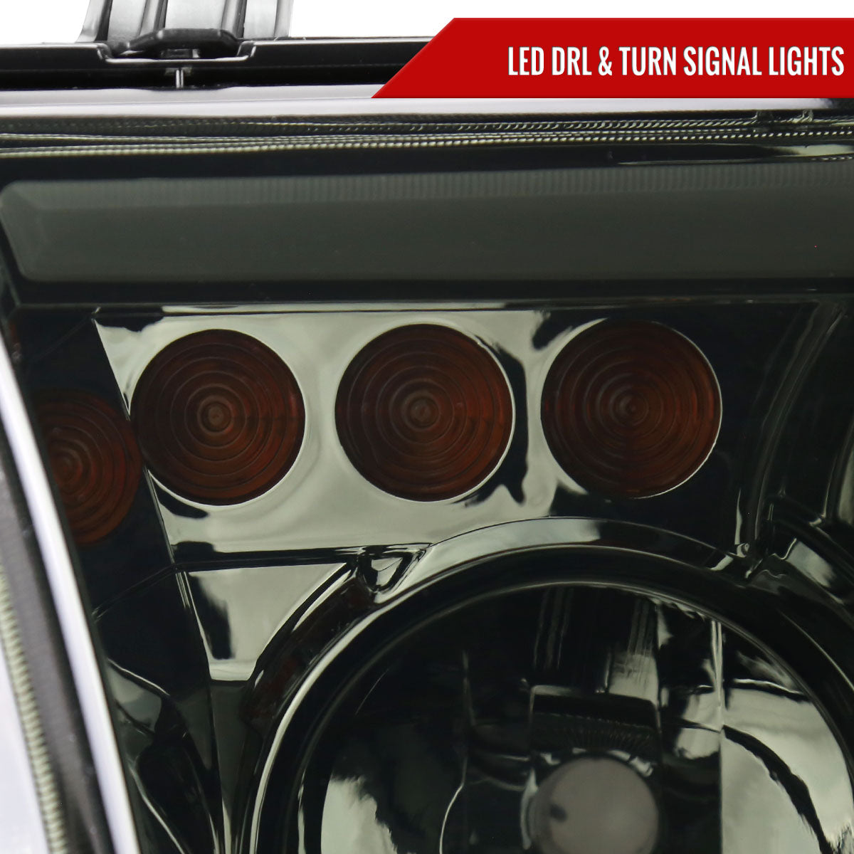 2007-2013 Toyota Tundra/2008-2017 Sequoia Headlights LED Tube Factory Style Headlights with LED Turn Signal (Chrome Housing/Smoked Lens)