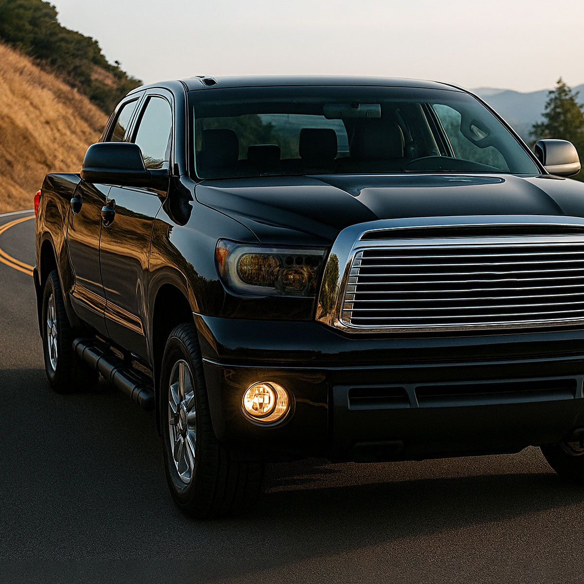 2007-2013 Toyota Tundra/2008-2017 Sequoia Headlights LED Tube Factory Style Headlights with LED Turn Signal (Chrome Housing/Smoked Lens)