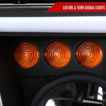 2007-2013 Toyota Tundra/2008-2017 Sequoia Headlights LED Tube Factory Style Headlights with LED Turn Signal (Matte Black Housing/Clear Lens)