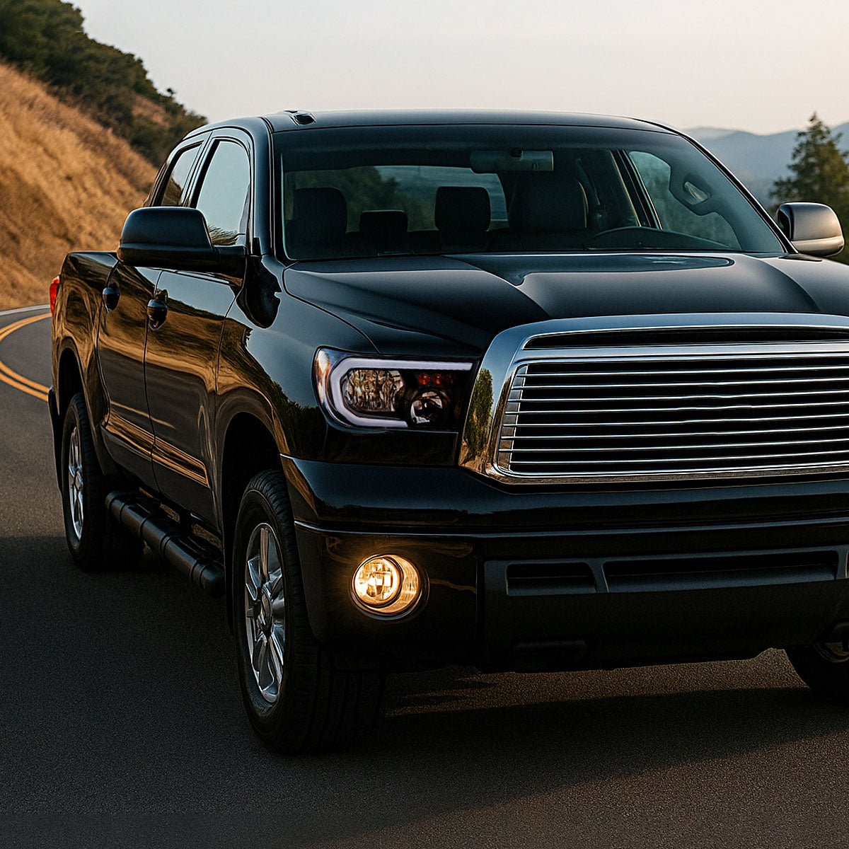 2007-2013 Toyota Tundra/2008-2017 Sequoia Headlights LED Tube Factory Style Headlights with LED Turn Signal (Matte Black Housing/Clear Lens)