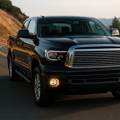 2007-2013 Toyota Tundra/2008-2017 Sequoia Headlights LED Tube Factory Style Headlights with LED Turn Signal (Matte Black Housing/Clear Lens)