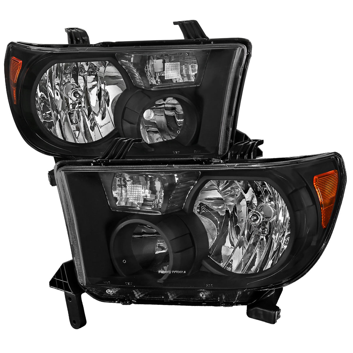 2007-2013 Toyota Tundra/ 2008-2017 Toyota Sequoia Factory Style Headlights w/ Amber Reflectors (Matte Black Housing/Clear Lens)
