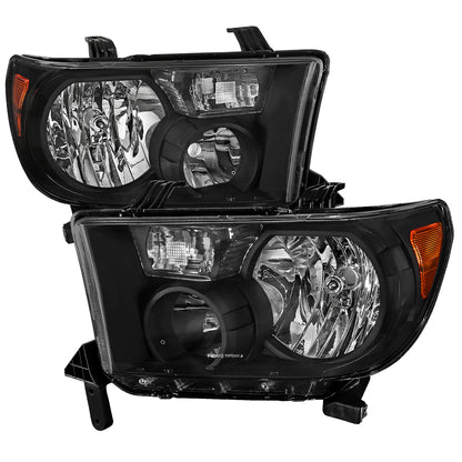 2007-2013 Toyota Tundra/ 2008-2017 Toyota Sequoia Factory Style Headlights w/ Amber Reflectors (Matte Black Housing/Clear Lens)