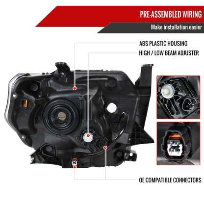 2014-2021 Toyota Tundra Factory Style Headlights w/ LED Light Strip (Matte Black Housing/Clear Lens)