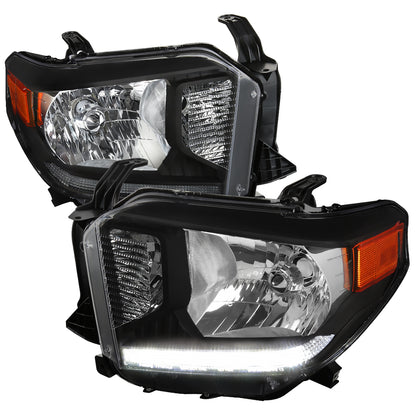 2014-2021 Toyota Tundra Factory Style Headlights w/ LED Light Strip (Matte Black Housing/Clear Lens)