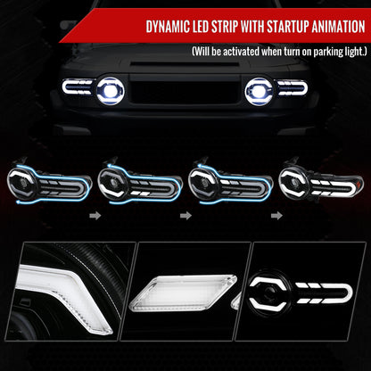 2007-2014 Toyota FJ Cruiser Full LED Projector Headlights with Sequential LED Turn Signal (Matte Black Housing/Clear Lens)