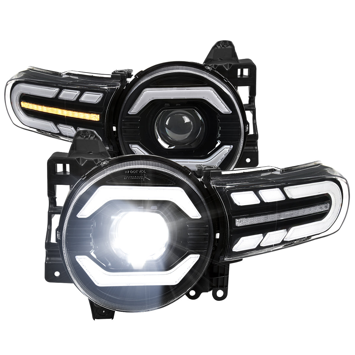 2007-2014 Toyota FJ Cruiser Full LED Projector Headlights with Sequential LED Turn Signal (Matte Black Housing/Clear Lens)