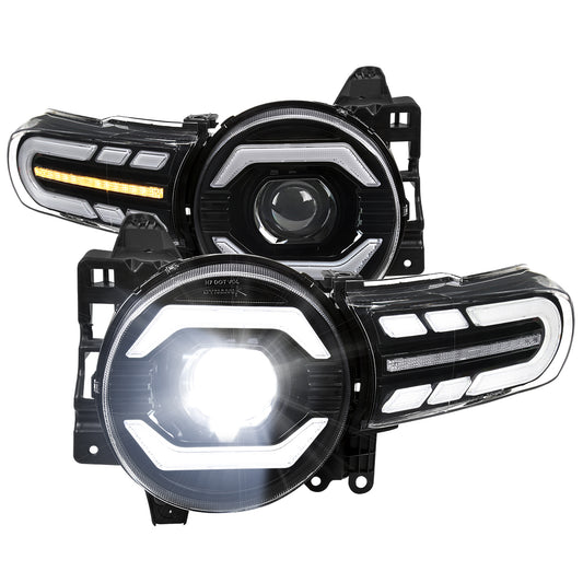 2007-2014 Toyota FJ Cruiser Full LED Projector Headlights with Sequential LED Turn Signal (Matte Black Housing/Clear Lens)