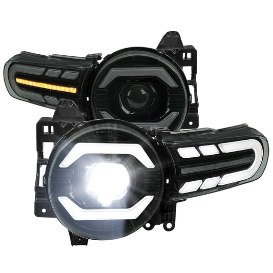 2007-2014 Toyota FJ Cruiser Full LED Projector Headlights with Sequential LED Turn Signal (Matte Black Housing/Smoked Lens)