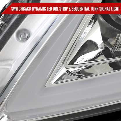 2008-2013 Infiniti G37/2014-2015 Q60 Coupe/Convertible Sequential Switchback LED Turn Signal Full LED Projector Headlights (Chrome Housing / Clear Lens)