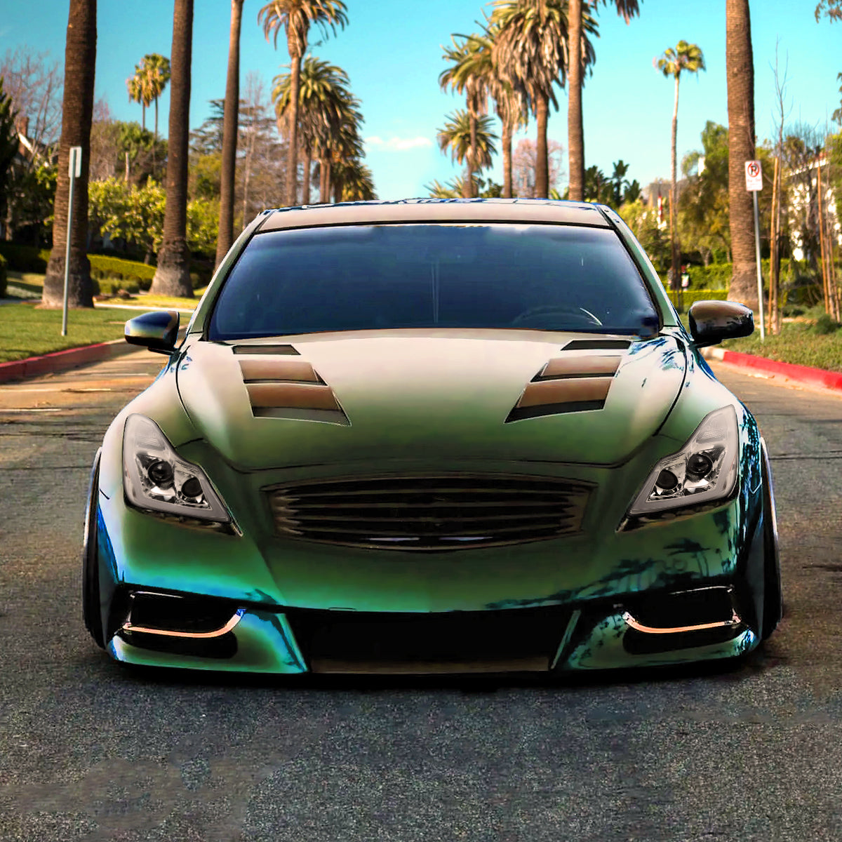 2008-2013 Infiniti G37/2014-2015 Q60 Coupe/Convertible Sequential Switchback LED Turn Signal Full LED Projector Headlights (Chrome Housing / Clear Lens)