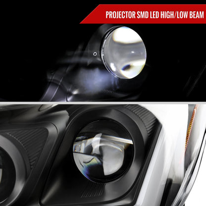 2008-2013 Infiniti G37/2014-2015 Q60 Coupe/Convertible Sequential Switchback LED Turn Signal Full LED Projector Headlights (Matte Black Housing / Smoked Lens)