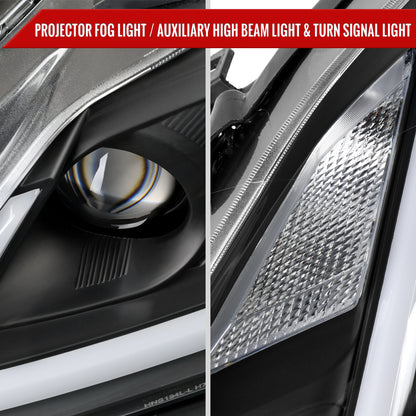 2008-2013 Infiniti G37/2014-2015 Q60 Coupe/Convertible Sequential Switchback LED Turn Signal Full LED Projector Headlights (Matte Black Housing / Smoked Lens)