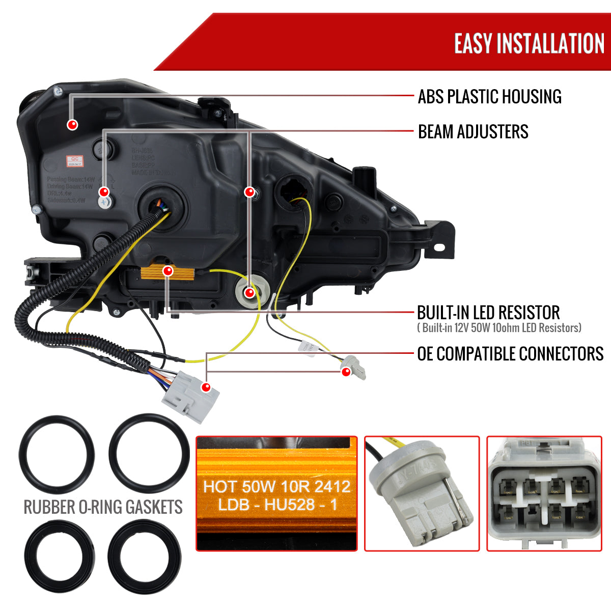 2014-2016 Lexus IS250 IS350 Full LED Project healight (Jet Black Housing  / Clear lens)