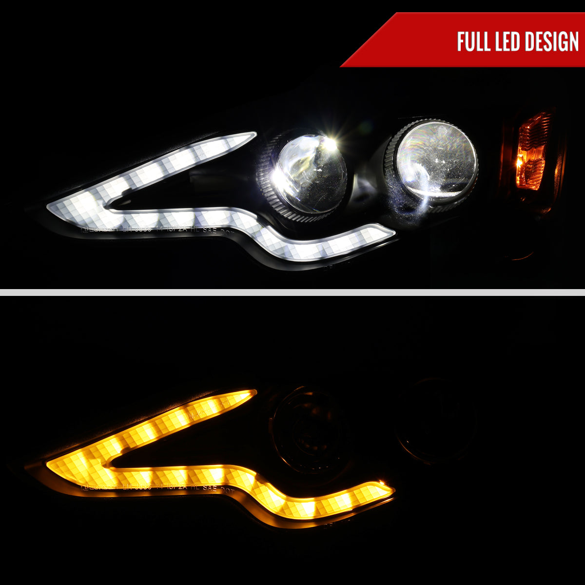 2019-2023 Ford Ranger XL XLT Factory Style Replacement Headlights with LED Bar Turn Signal (Chrome Housing / Clear Lens)