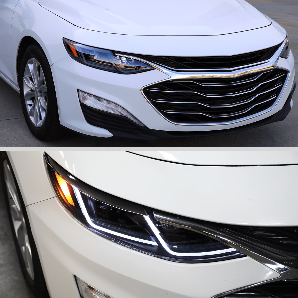 2019-2024 Chevrolet Malibu Full LED Projector Headlights Switchback Sequential Turn Signal (Matte Black Housing/Clear Lens)