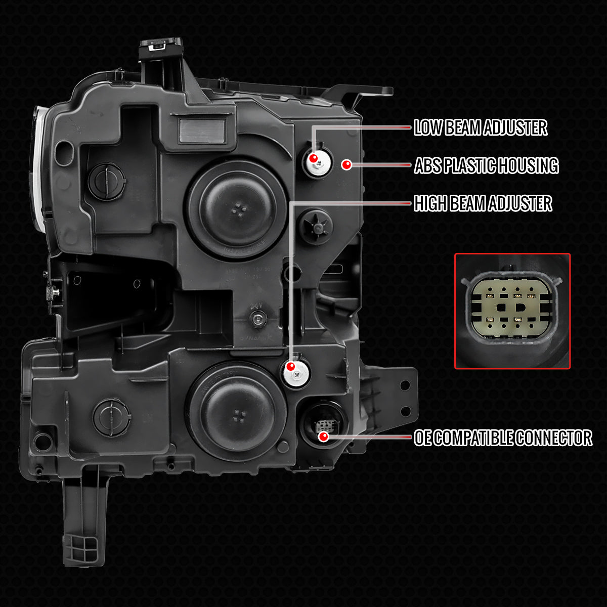 2019-2021 Chevrolet Silverado 1500 Full LED Projector Headlights with Sequential LED Turn Signal (Matte Black Housing/Clear Lens)