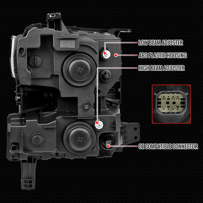 2019-2021 Chevrolet Silverado 1500 Full LED Projector Headlights with Sequential LED Turn Signal (Matte Black Housing/Smoked Lens)