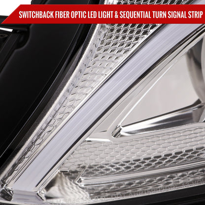 2015-2018 Mercedes-Benz C-Class W205 Full LED Projector Headlights with Sequential Turn Signal (Chrome Housing/Clear Lens)