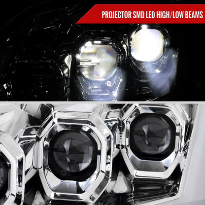 2008-2013 Infiniti G37/2014-2015 Q60 Coupe/Convertible Sequential Switchback LED Turn Signal Full LED Triple Projector Headlights (Chrome Housing / Clear Lens)