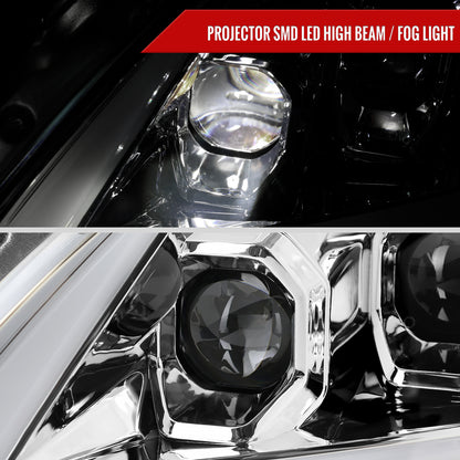 2008-2013 Infiniti G37/2014-2015 Q60 Coupe/Convertible Sequential Switchback LED Turn Signal Full LED Triple Projector Headlights (Chrome Housing / Clear Lens)