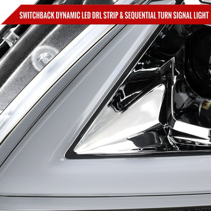 2008-2013 Infiniti G37/2014-2015 Q60 Coupe/Convertible Sequential Switchback LED Turn Signal Full LED Triple Projector Headlights (Chrome Housing / Clear Lens)