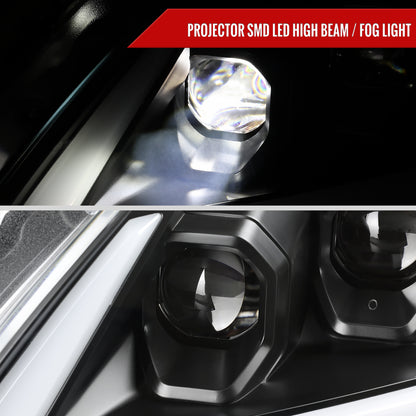 2008-2013 Infiniti G37/2014-2015 Q60 Coupe/Convertible Sequential Switchback LED Turn Signal Full LED Triple Projector Headlights (Matte Black Housing / Clear Lens)