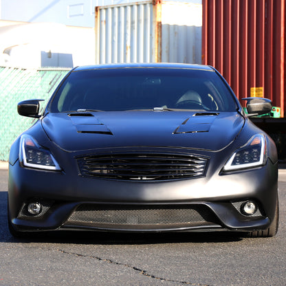 2008-2013 Infiniti G37/2014-2015 Q60 Coupe/Convertible Sequential Switchback LED Turn Signal Full LED Triple Projector Headlights (Matte Black Housing / Clear Lens)