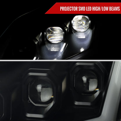 2008-2013 Infiniti G37/2014-2015 Q60 Coupe/Convertible Sequential Switchback LED Turn Signal Full LED Triple Projector Headlights (Matte Black Housing / Smoked Lens)