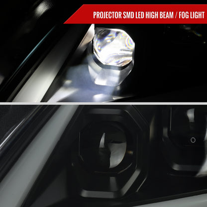 2008-2013 Infiniti G37/2014-2015 Q60 Coupe/Convertible Sequential Switchback LED Turn Signal Full LED Triple Projector Headlights (Matte Black Housing / Smoked Lens)