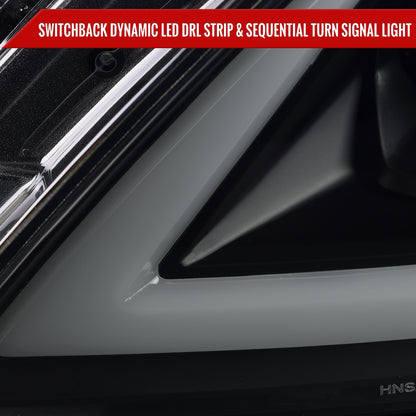 2008-2013 Infiniti G37/2014-2015 Q60 Coupe/Convertible Sequential Switchback LED Turn Signal Full LED Triple Projector Headlights (Matte Black Housing / Smoked Lens)