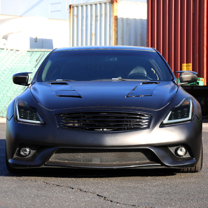 2008-2013 Infiniti G37/2014-2015 Q60 Coupe/Convertible Sequential Switchback LED Turn Signal Full LED Triple Projector Headlights (Matte Black Housing / Smoked Lens)