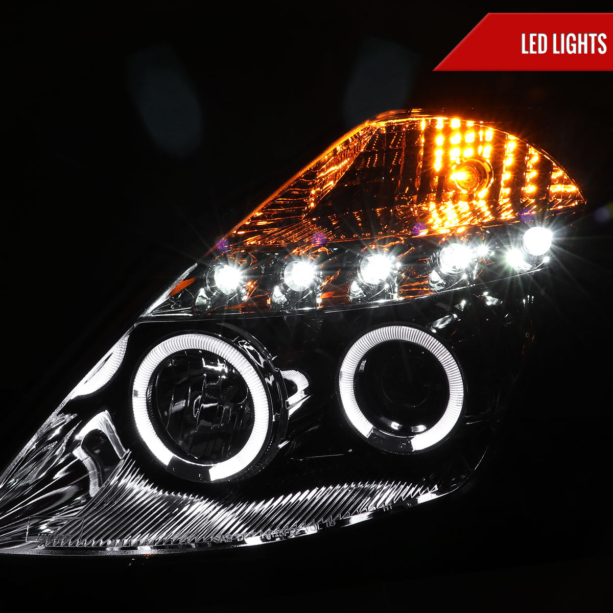 2003-2005 Nissan 350Z Dual Halo Projector Headlights (Chrome Housing/Clear Lens)