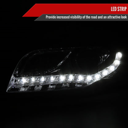 2006-2008 Audi A4 Projector Headlights w/ R8 Style SMD LED Light Strip (Chrome Housing/Clear Lens)