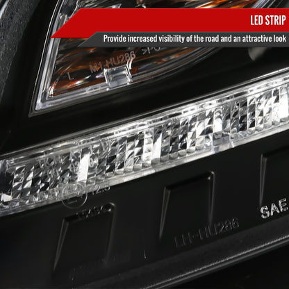 2006-2008 Audi A4 Projector Headlights w/ R8 Style SMD LED Light Strip (Matte Black Housing/Clear Lens)