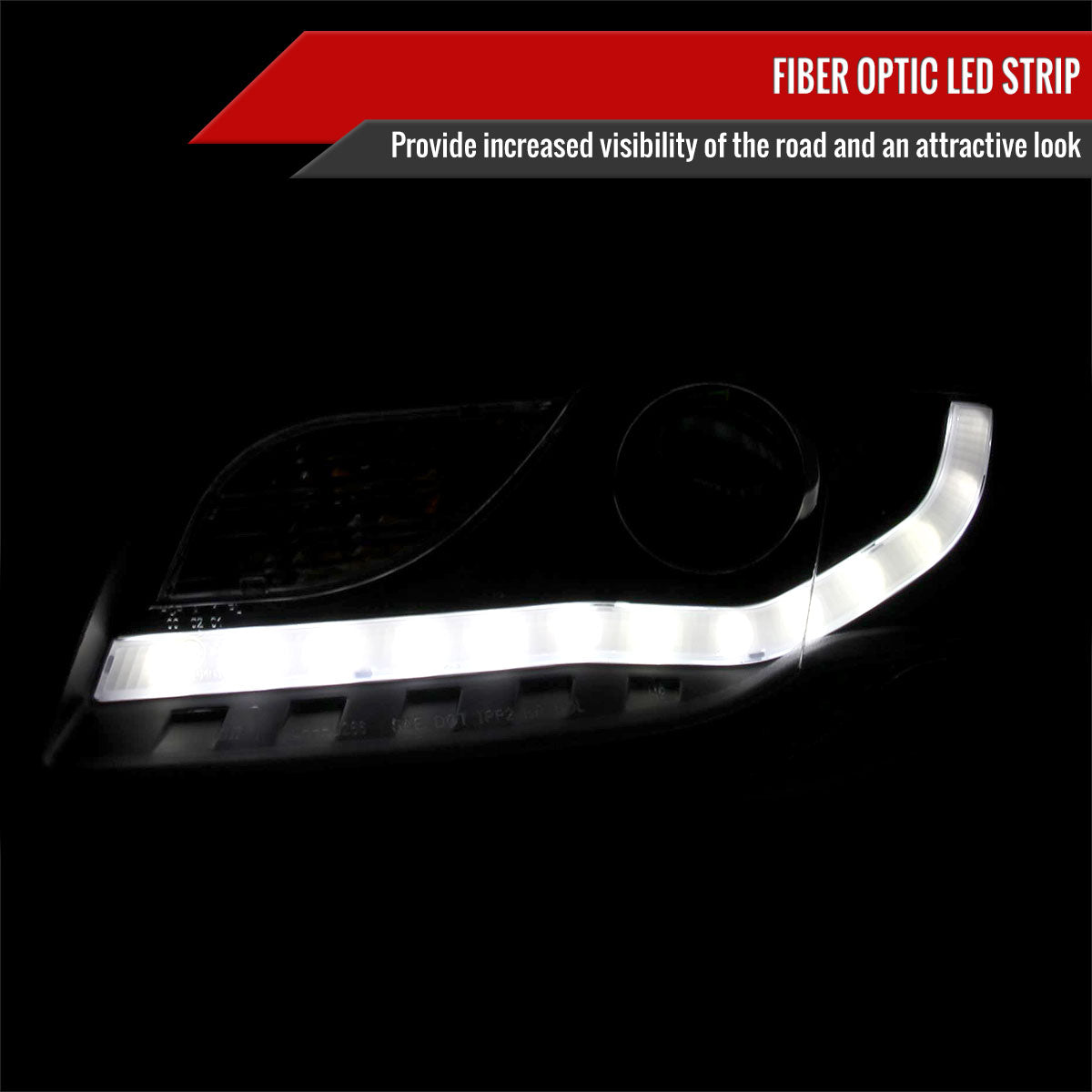 2006-2008 Audi A4 R8 Style LED Light Bar Projector Headlights (Matte Black Housing/Clear Lens)