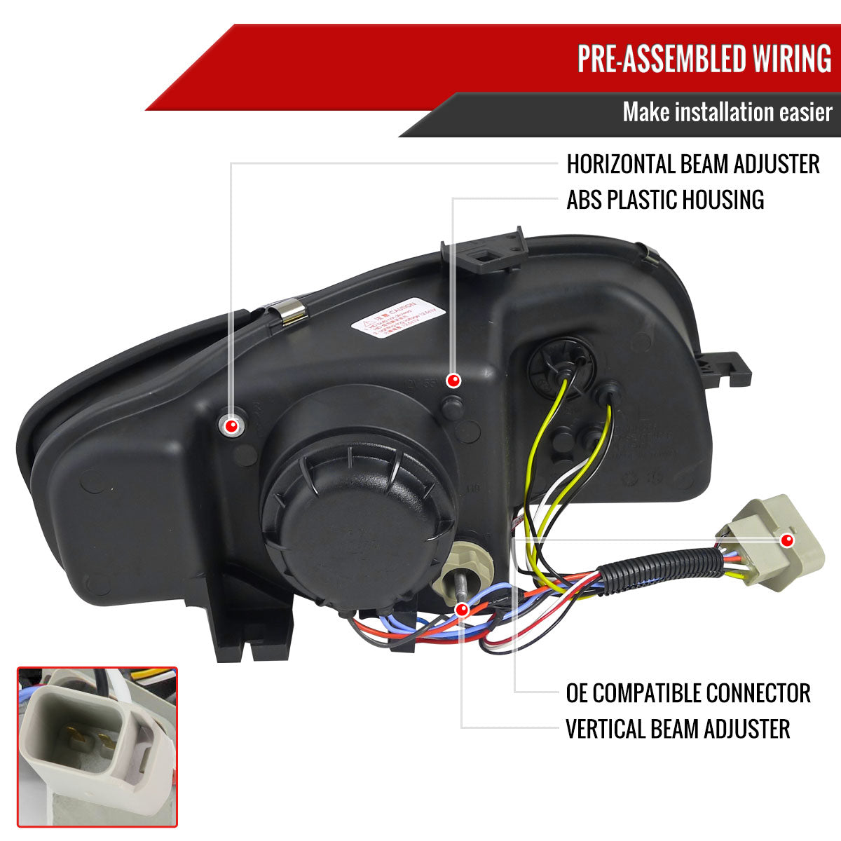 2006-2008 Audi A4 R8 Style LED Light Bar Projector Headlights (Matte Black Housing/Clear Lens)