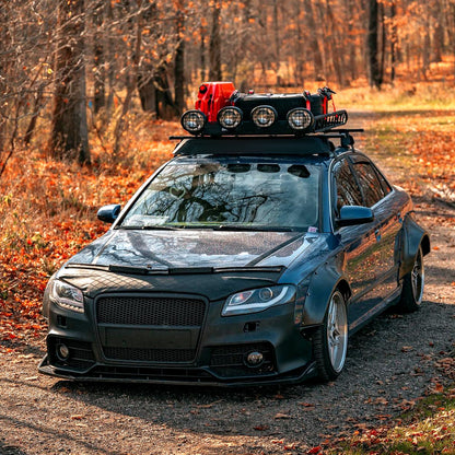 2006-2008 Audi A4 R8 Style LED Light Bar Projector Headlights (Matte Black Housing/Clear Lens)