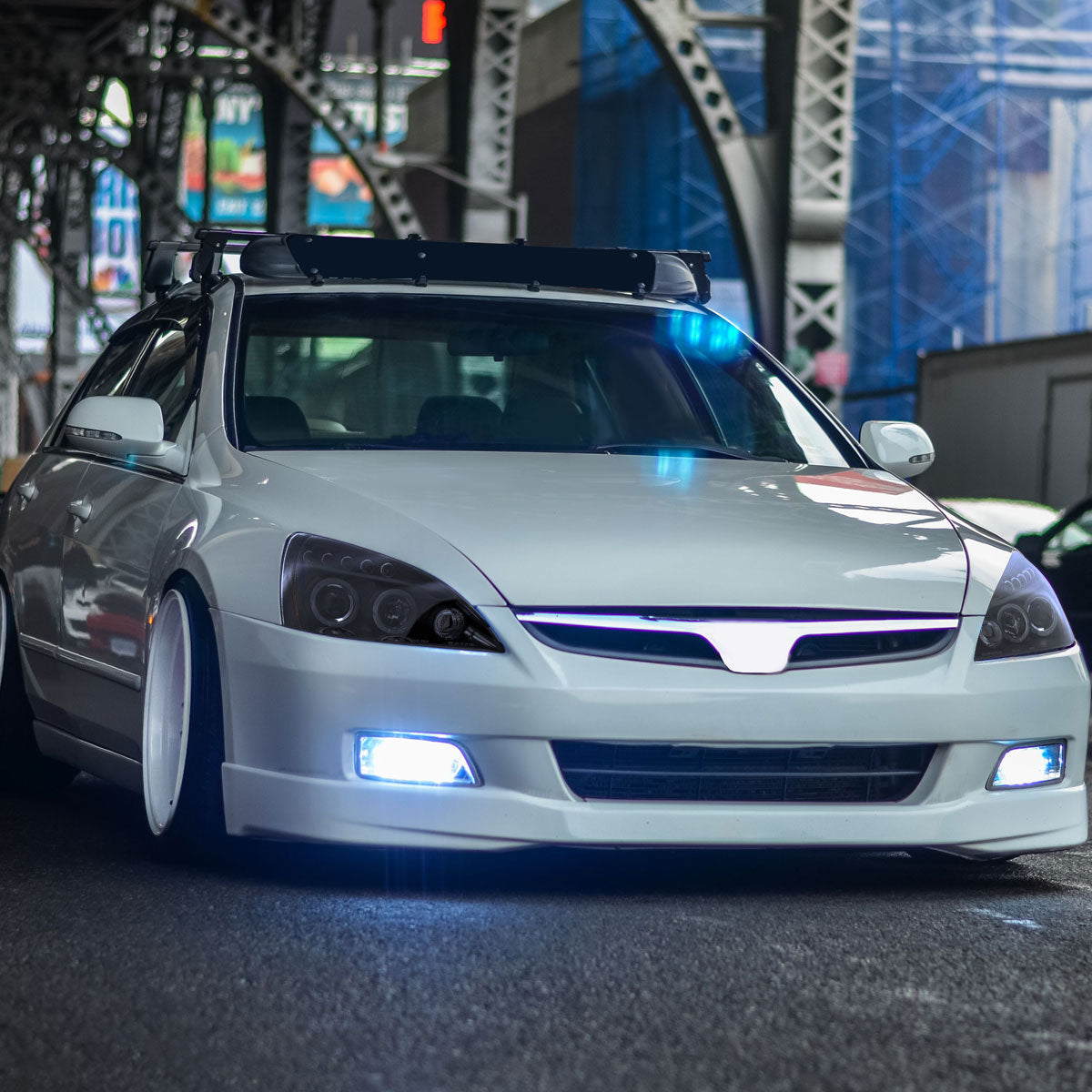 2003-2007 Honda Accord Dual Halo Projector Headlights (Glossy Black Housing/Smoked Lens)