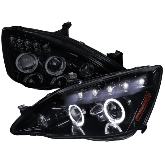 2003-2007 Honda Accord Dual Halo Projector Headlights (Glossy Black Housing/Smoked Lens)
