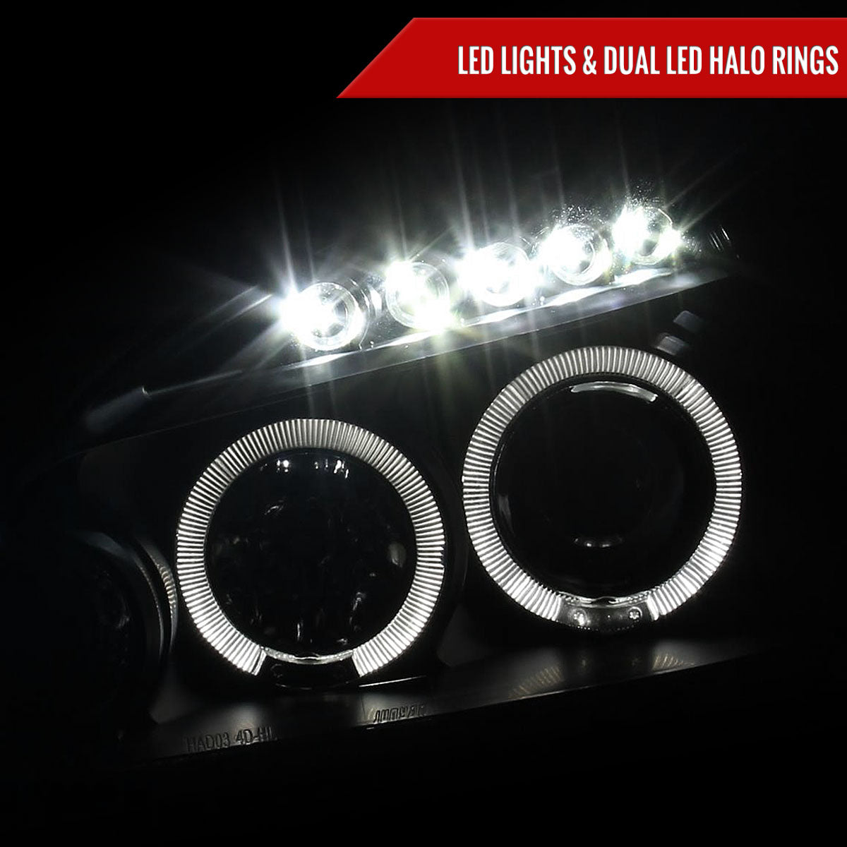 2003-2007 Honda Accord Dual Halo Projector Headlights (Matte Black Housing/Clear Lens)