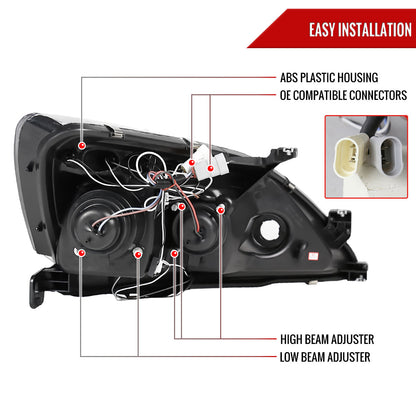2003-2007 Honda Accord Dual Halo Projector Headlights (Matte Black Housing/Clear Lens)