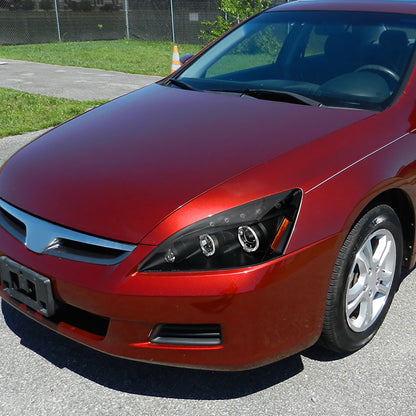 2003-2007 Honda Accord Dual Halo Projector Headlights (Matte Black Housing/Clear Lens)