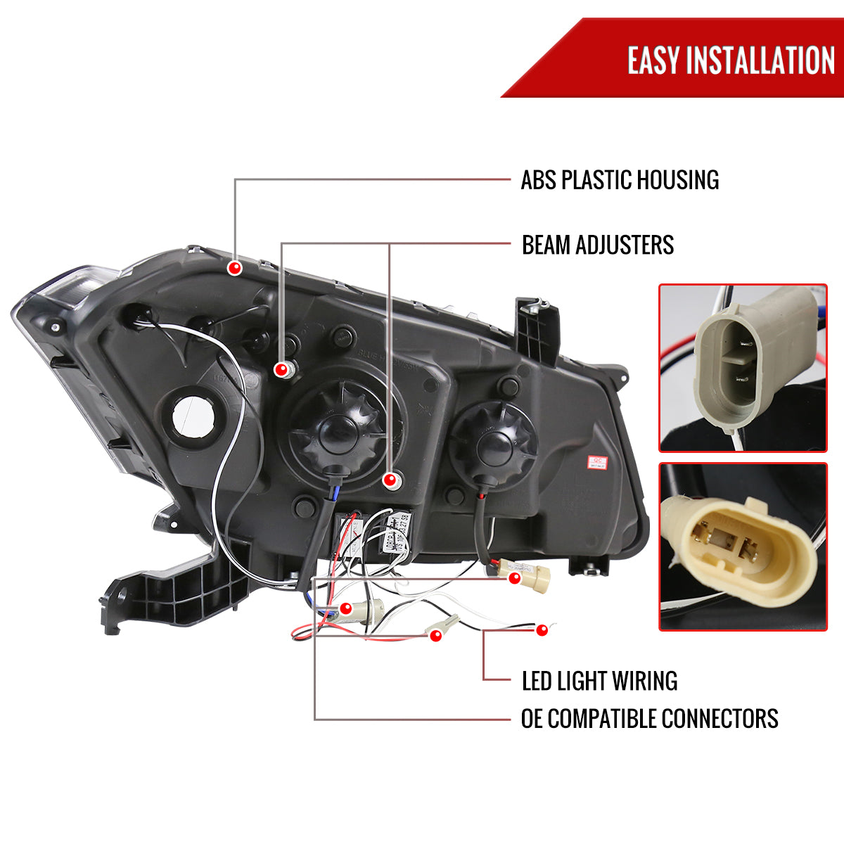 2008-2012 Honda Accord Coupe Dual Halo Projector Headlights (Chrome Housing/Clear Lens)